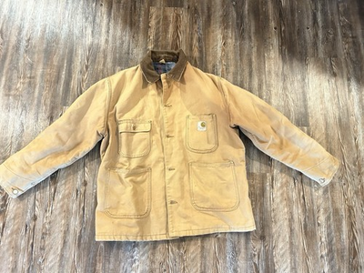 #ad #ad Vintage Carhartt Men’s Tan Chore Jacket 6BLC Blanket Lined $90.00