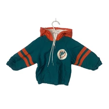 Vintage Miami Dolphin Windbreaker Baby 12 Months Teal Orange Zip Up Football