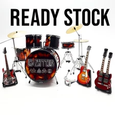 Jimmy Page Guitar Miniature and Led Zeppelin Drum Miniature-Home Decoration&Gift