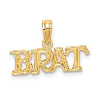 10k Yellow Gold Polished BRAT Charm Pendant 0.61gm L-5.95mm, W-18.9mm
