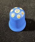 Blue Floral Porcelain Sewing Thimble White Flower with Rhinestones Contemporary — photo 2