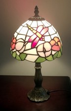 Tiffany Style Table Lamp 20cm Stained Glass Shade - 37cm high