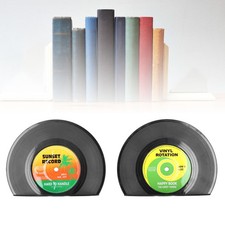 Vintage-Buchstützen-Set In CD-Schallplattenform  2-teiliger