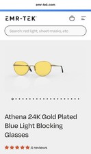 EMR-TEK Athena 24K Gold Plated Blue Light Blocking Glasses Yellow Daytime Lens