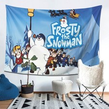 1pc Frosty the Snowman Collage Tapestry, High-Quality Peach Light Beige Velvet F