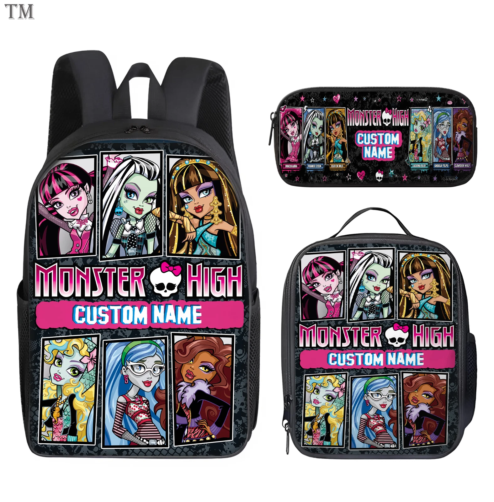 Personalized Monster Inspired Kids Backpack Set, Custom Name School Bag