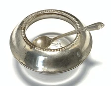 Frank M Whiting Sterling Silver 925 Salt Cellar Bowl & Spoon Set KW401