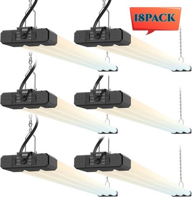 18 PACK 4FT Linkable LED Shop Light for Garages Utility Light Fixture Hanging 4'