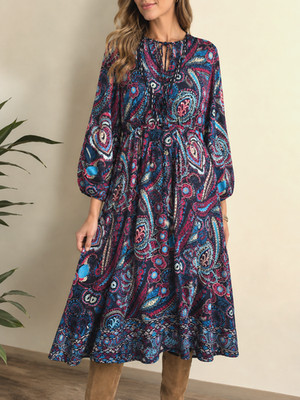 Odd Molly Kleid Boho Paisley bunt M/L locker Viskose Sommer elegant festival