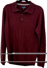 Arnold Palmer Burgundy Polo Sweater Small Ribbed Knit Collar