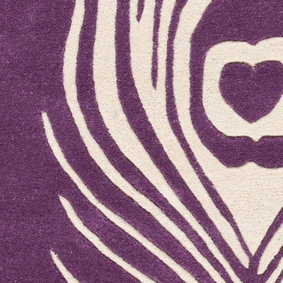 Colección Soho 2'6" x 4' Púrpura/Marfil SOH704A Hecho a Mano Premium Lana y Visc... Foto 3 de 4