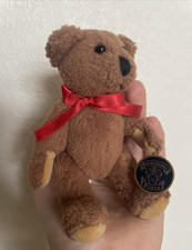 Knickerbocker Mini Plush Brown Bear 4.5" Jointed Legs Red Bow Medal Hangtag
