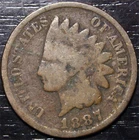1887 Indian Head Penny 1c US Coin Philadelphia Mint
