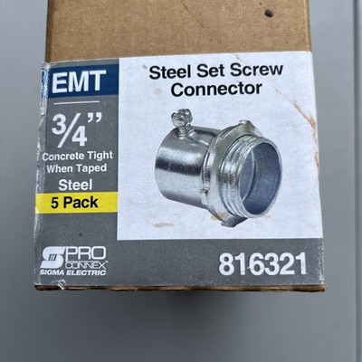 3/4'' Pro Connex EMT Conduit UL Steel Set Screw Connector 50 Total