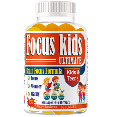 Kids Focus and Attention Supplement, Kids Brain Booster Omega & DHA Gummies 60ct