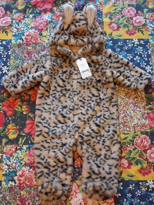 NEXT 6-9 NEU MIT ETIKETT PELZIGER LEOPARDENMUSTER ANIMAL PRINT SCHNEEANZUG KINDERWAGEN ALL-IN-ONE MANTEL NEU