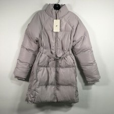 Women's Fabletics Bryce Belted Puffer Coat Ii, Size L - Light Grey