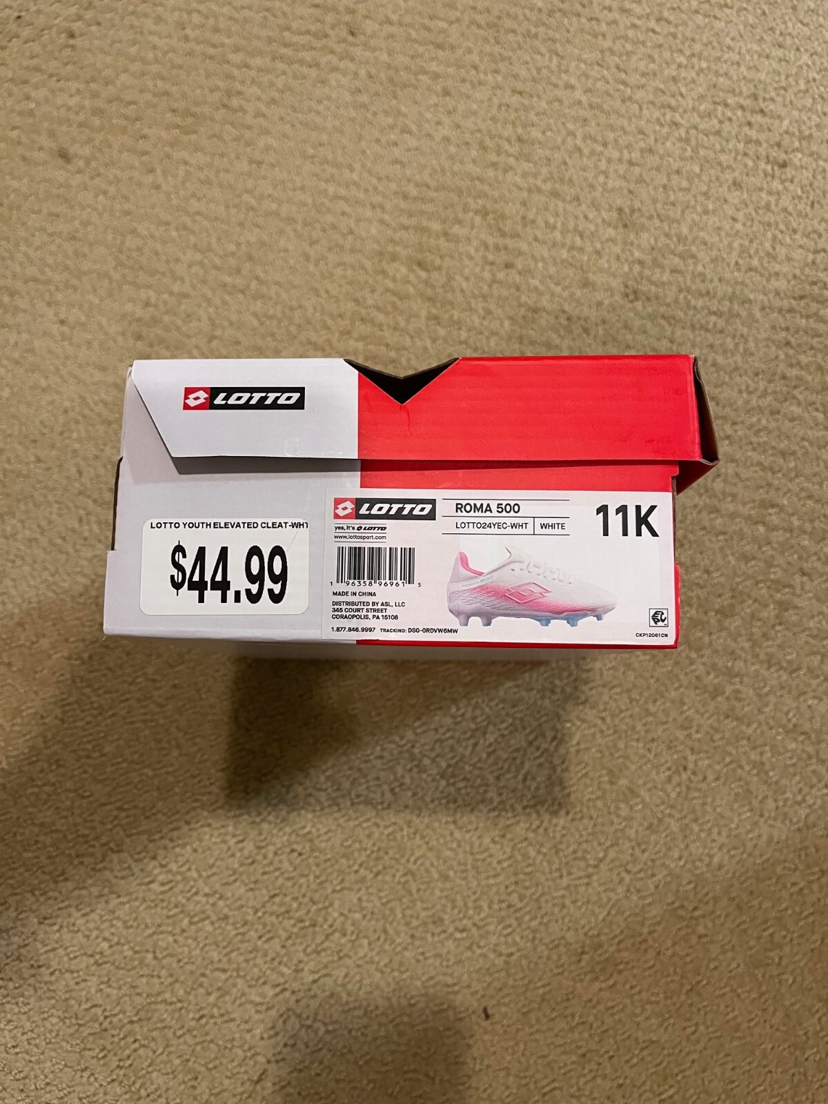NUOVI tacchetti calcio Lotto Roma 500 bambina misura:11K bianco rosa LOTTO24YEC WHT