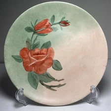 Vtg Homer Laughlin Plate Decorative Rhythm Red Roses  Porcelain   8” 1950s