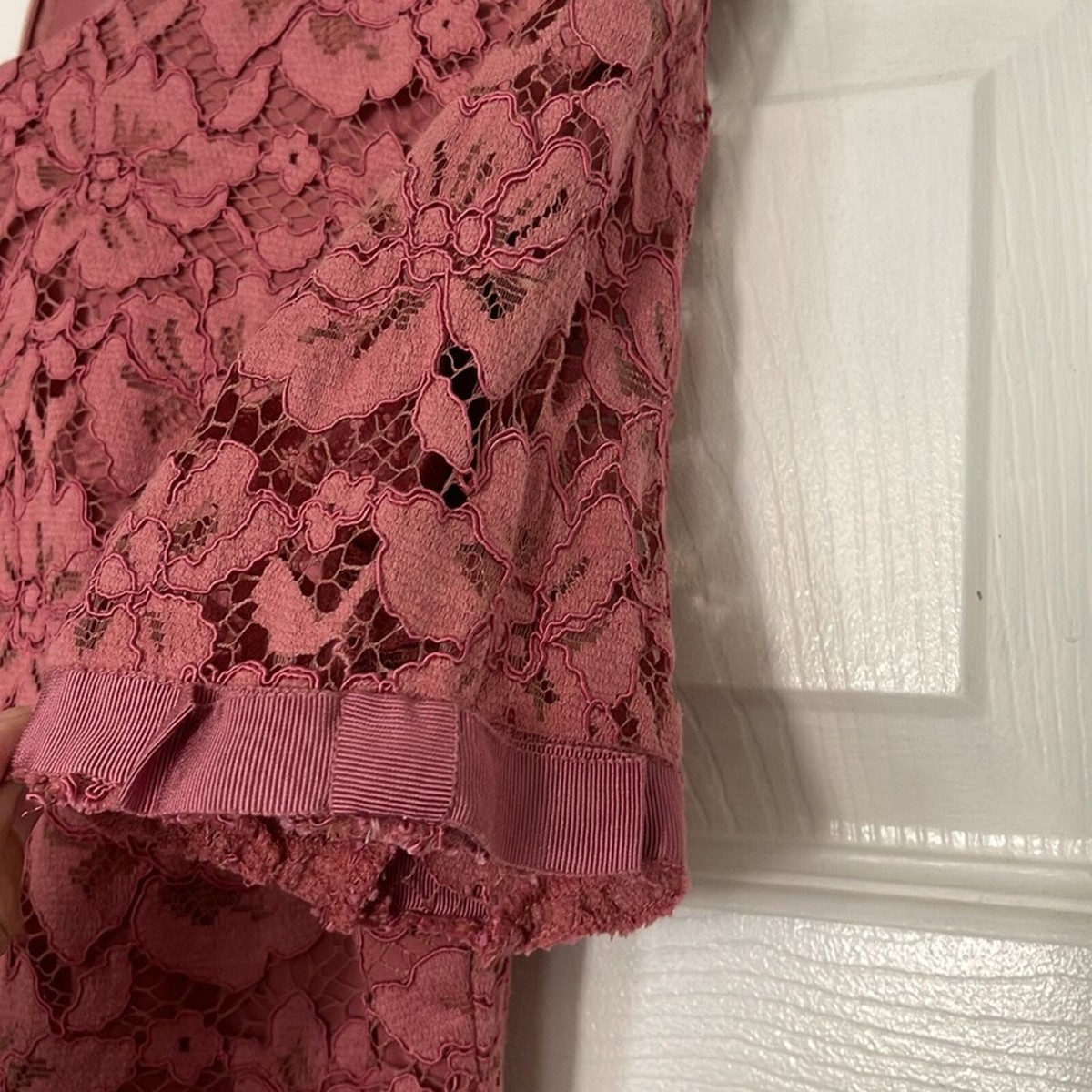 lace dress with sweater A'reve Lace Trim Sweater Dress Cream