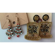 New Bundle of Holiday Earrings Christmas and New Year's Beaded