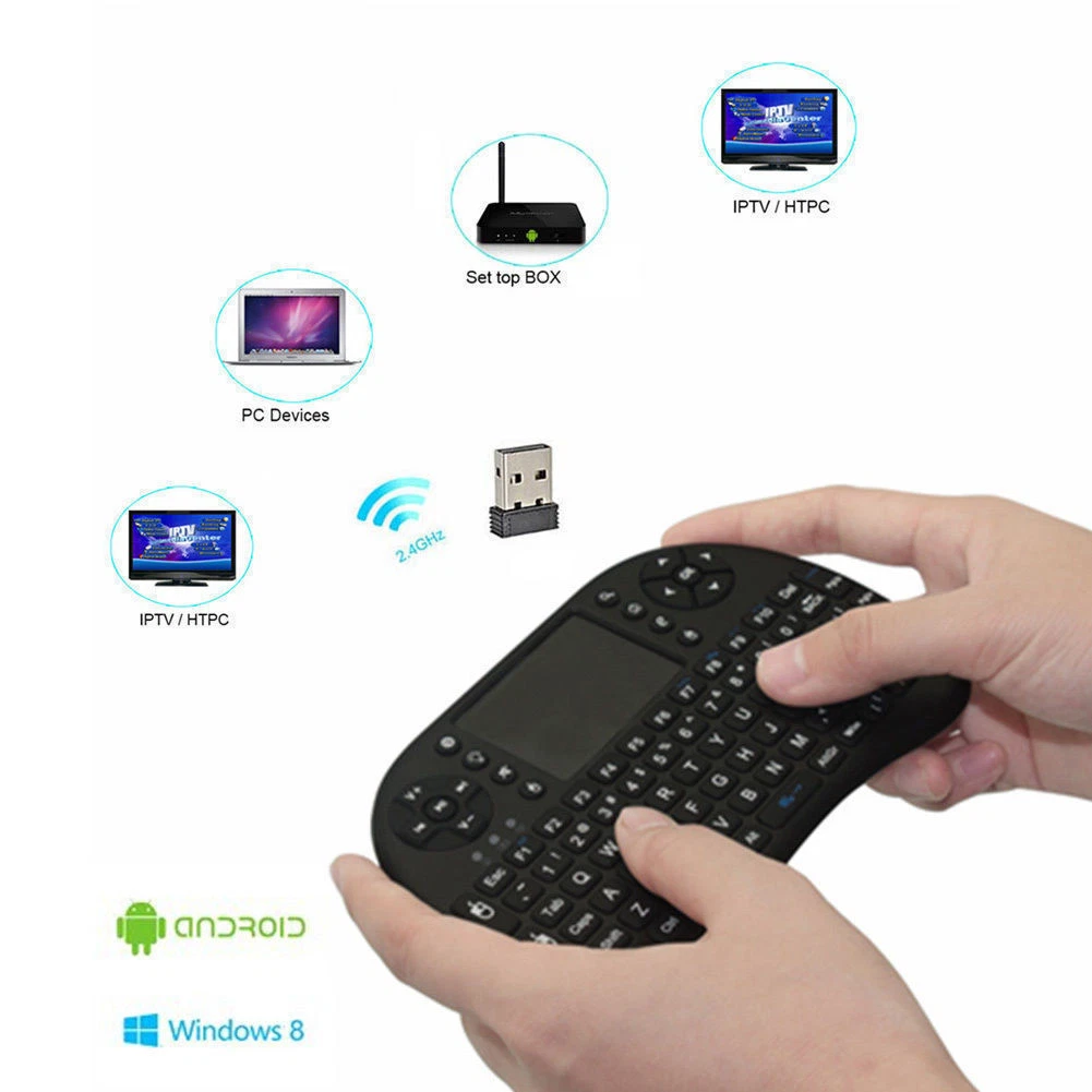 US Mini i8 bežična tastatura 2.4G sa dodirnom podlogom za PC Android TV Kodi Media Box - Slika 2 od 3