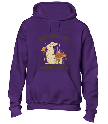 JUST LIVING MY BEST LIFE HASE HOODY HOODIE SÜSS TIER DESIGN LIEBHABER GESCHENKIDEE