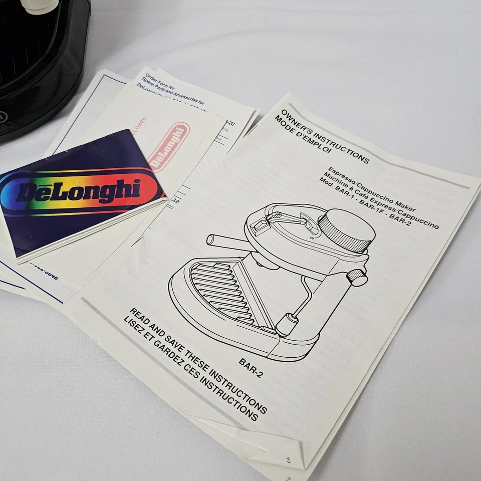 Máquina de capuchino espresso DELONGHI de colección barra negra-1F bar-2 SIN VIDRIO probada en muy buena condición Foto 4 de 4