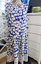 Blue  White Floral Print Dress