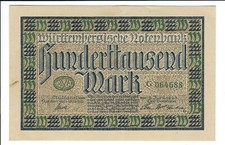 Notgeld - Stuttgart - Gro&szlig;notgeld W&uuml;rttembergische Notenbank - 100000 Mark -1923