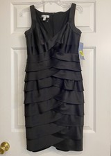 London Times Little Black Sleeveless Tiered Sheath Dress Women’s Size 8 NWT