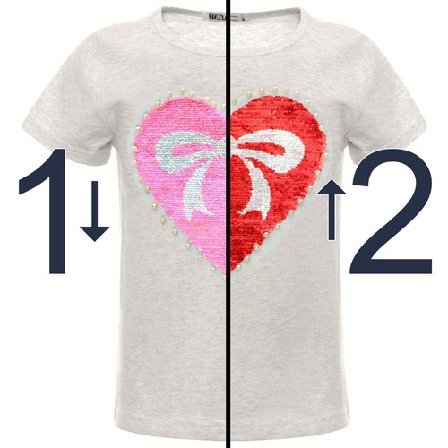 Girl T-Shirt Reversible Sequin Stretch Top 22534 - Picture 14 of 30