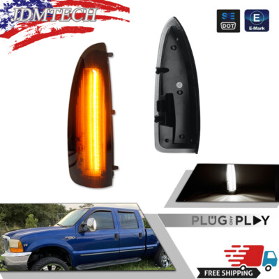 For 2003-07 F250 F350 F450 F550 Super Duty Smoked White/Amber Side Mirror Lights