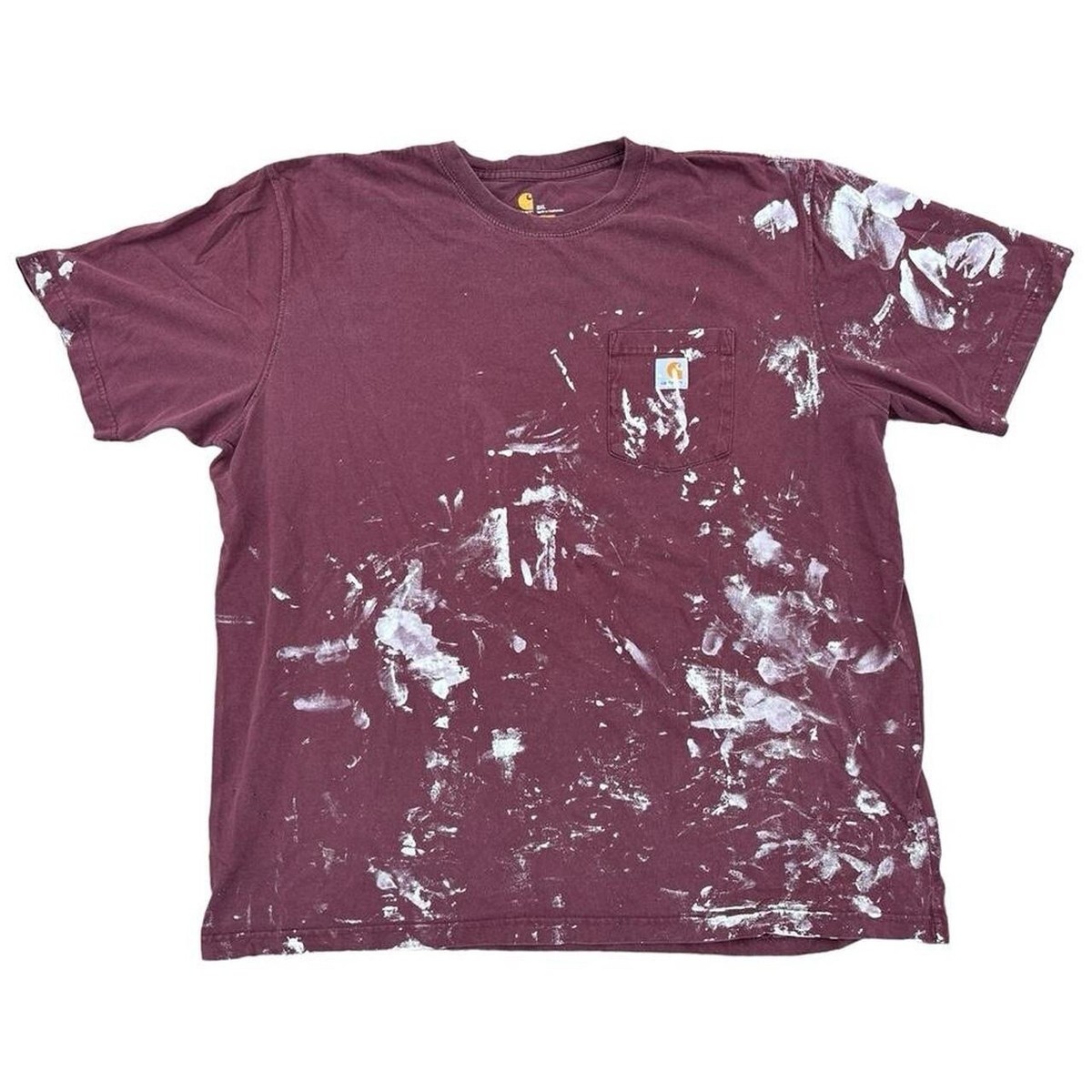 VTG Carhatt Paint Splatter Faded Worn Pocket Front WIP Work