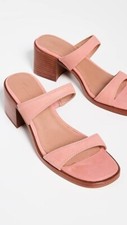 Madewell NK025 Saige Double-Strap Heeled Mules Sandal in Nubuck Leather Size 8