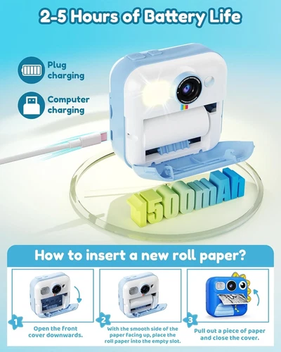 Kids Camera Instant Print, Toddler Cameras Birthday Instant Print Toys for Kids - Picture 7 of 7