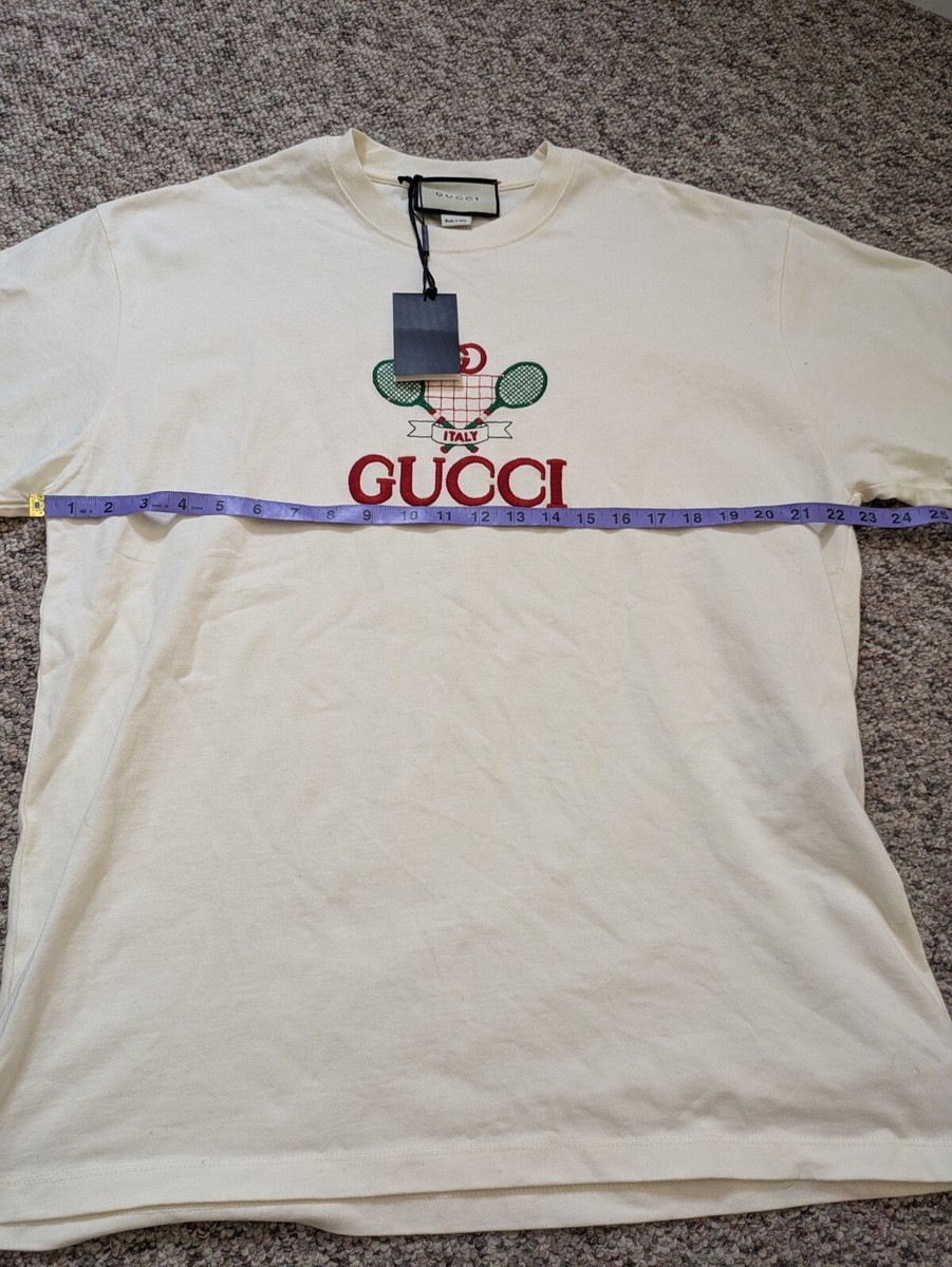 Gucci Oversized Tennis Embroidery T-Shirt Cream NWT Mens XXL | eBay