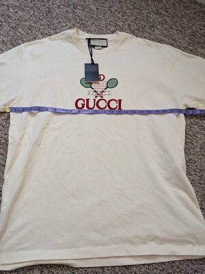 Gucci Oversized Tennis Embroidery T-Shirt Cream NWT Mens XXL | eBay