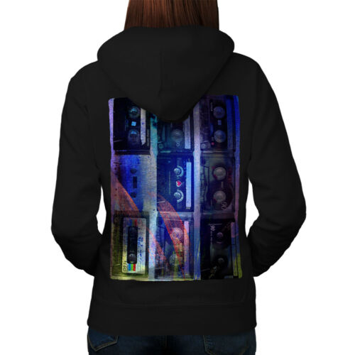 Wellcoda Cassette Print Art Womens Hoodie, Music Design on the Jumpers Back - Picture 1 of 10