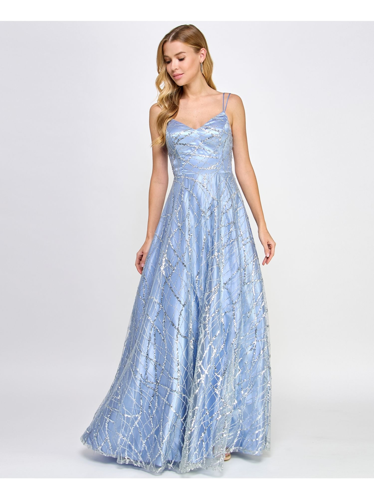 СКАЖИТЕ ДА женскому синему вечернему платью Padde с сетчатой подкладкой и ремешками для юниорок 7\8