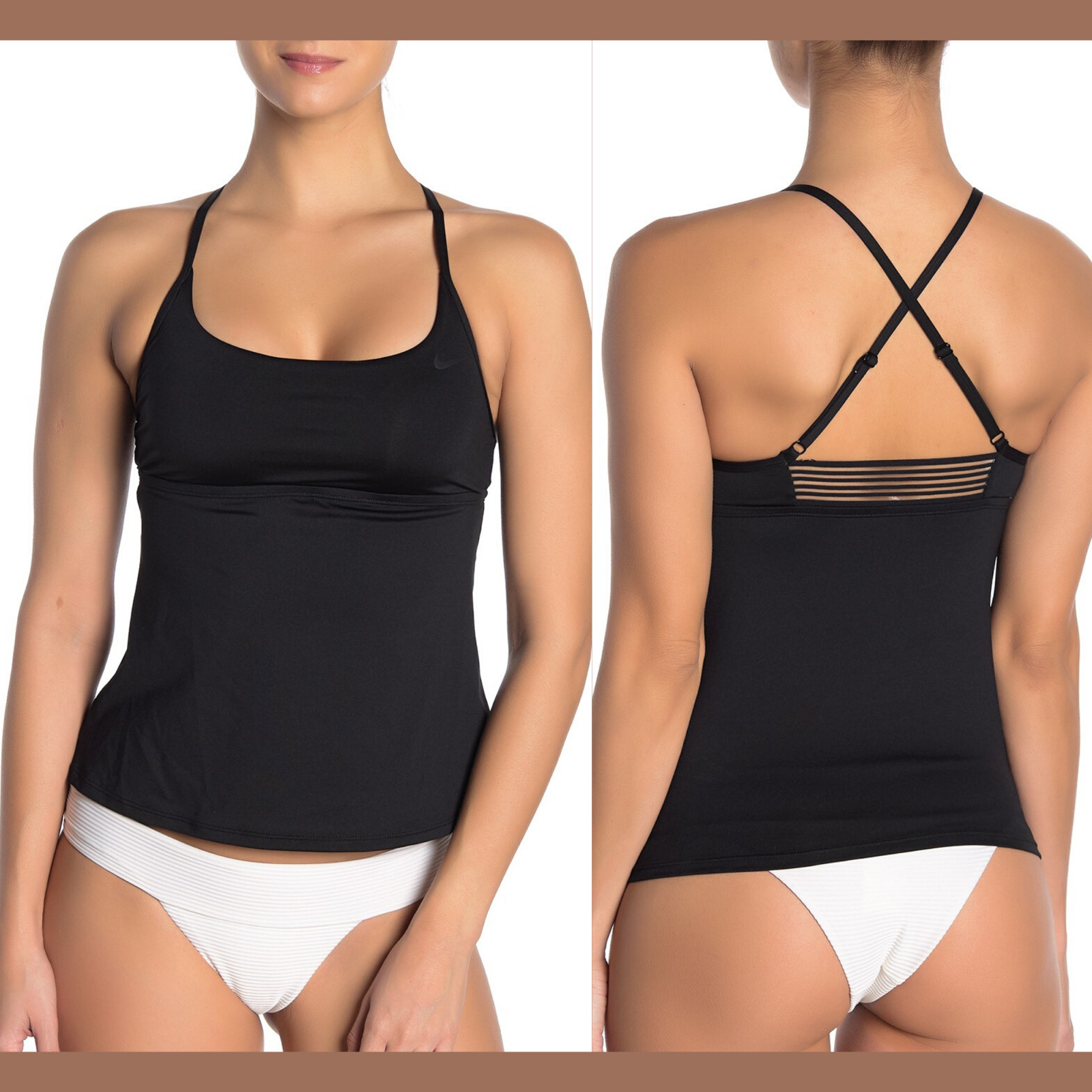 NEW Nike Swimsuit Tankini Top Adjustable Cross-Back [ SZ Small ] #3151