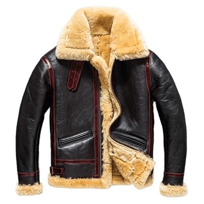 Men s R.A.F B3 Bomber Jacket Handmade Genuine Sheepskin Leather Shearling Jacket