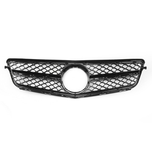 C63 Style Gloss Black Grill Grille Fits C-Class Benz W204 C300 C350 2008-2014 S2 - Picture 3 of 9