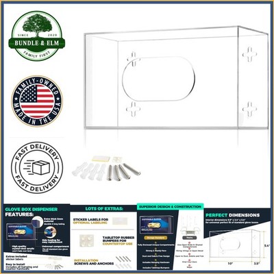 Acrylic Glove Box Holder for Medical and Kitchen Use with Installation Hardware