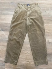 Vintage Polo Ralph Lauren Pants Mens 34x31 Tan Corduroy Pleated Made USA 90s