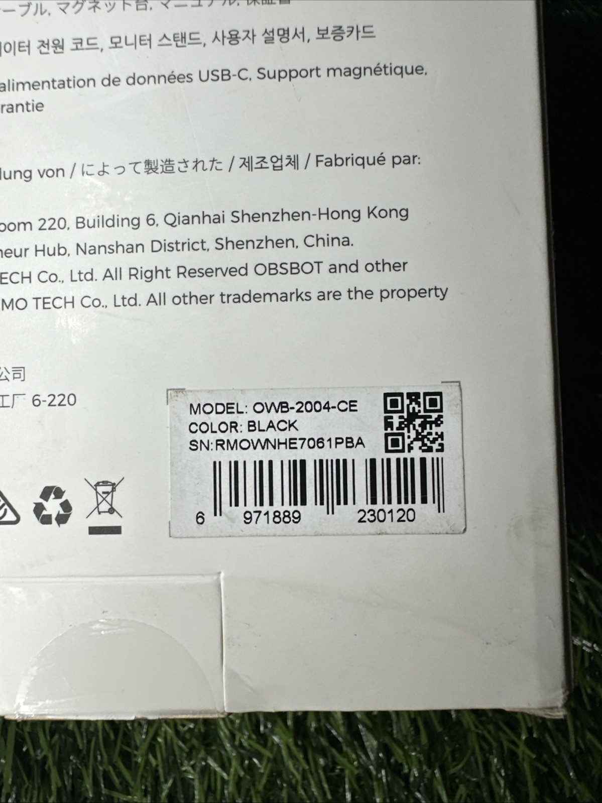 OBSBOT OWB-2004-CE Tiny AI-Powered PTZ Webcam Black New Factory Sealed