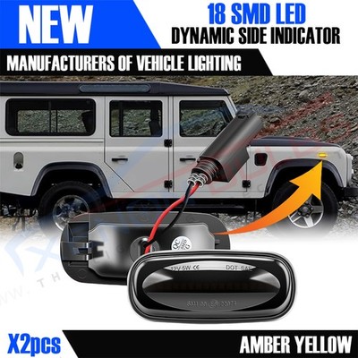2x Landrover Discovery Defender LED Sequential Side INDICATOR Smoked Amber Unit