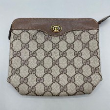 GUCCI GG Pochette Pochette Pochette PVC Pelle Marrone Chiusura Zip Logo Vintage dal Giappone