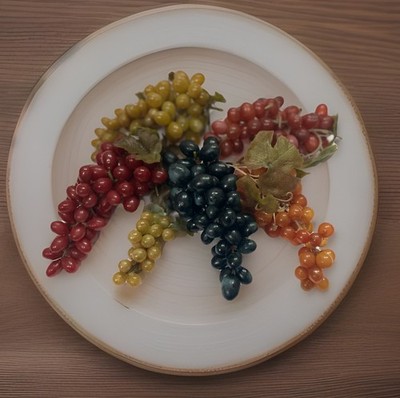 Vintage Faux Rubber Grapes Clusters Lot Of 6 Various Colors MCM Life Like Fruit