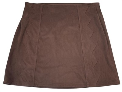 BCNU Faux Suede A-line Mini Skirt L Dark Brown Zigzag Seam Festival Fall Indie